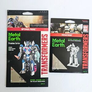 Metal Earth Transformers Optimus Prime Premium & Megatron Steel Model Kit Set